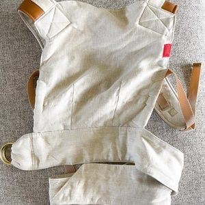 Sakura Bloom Flax / Basics Linen Scout Baby Carrier - Whiskey Leather-